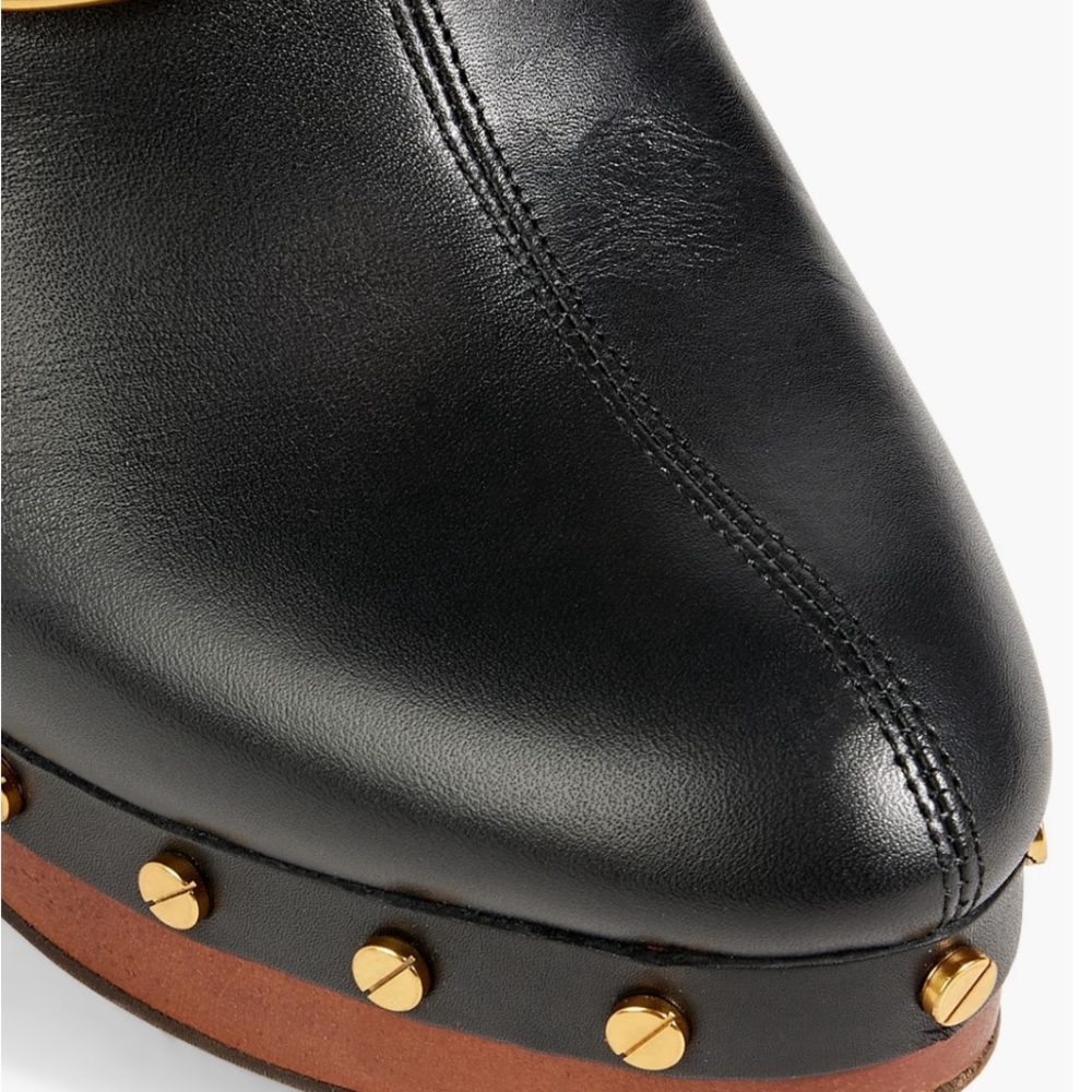 Veronica Beard Black Leather Studded Clogs - Picture 2 of 9
